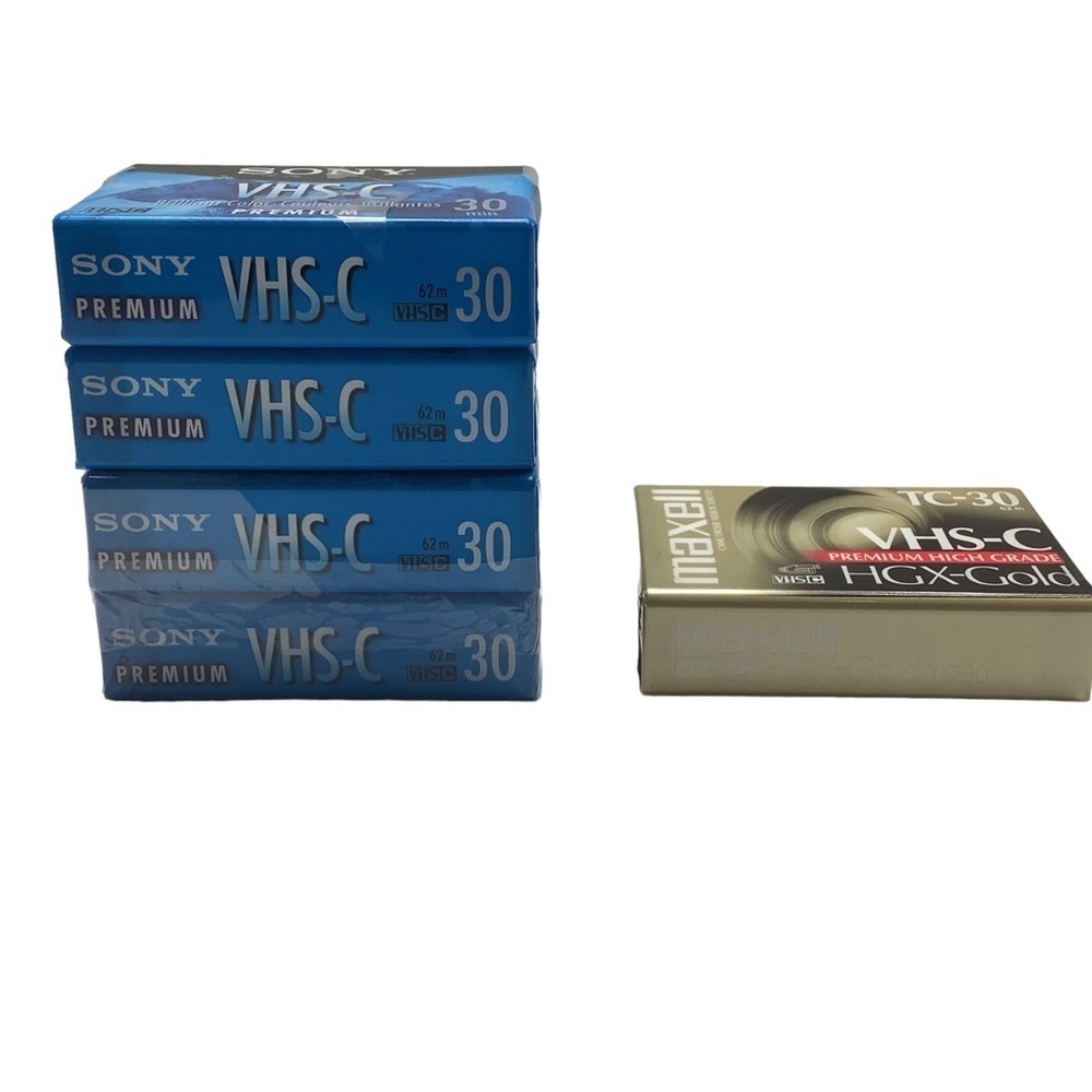 SONY Premium VHS-C Tapes & Maxell Premium High Grade HGX-Gold VHS-C New Set of 5